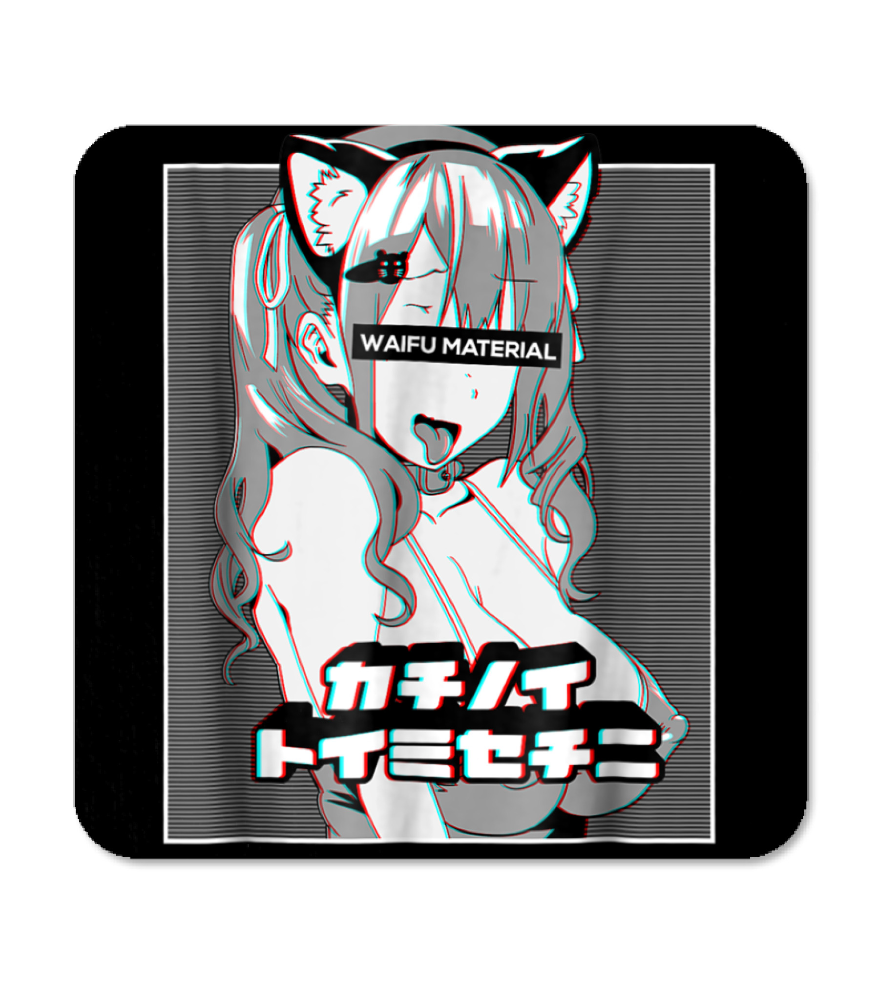 Ahegao Face Lewd Anime And Neko Cosplay Gift Coaster - TeeHex