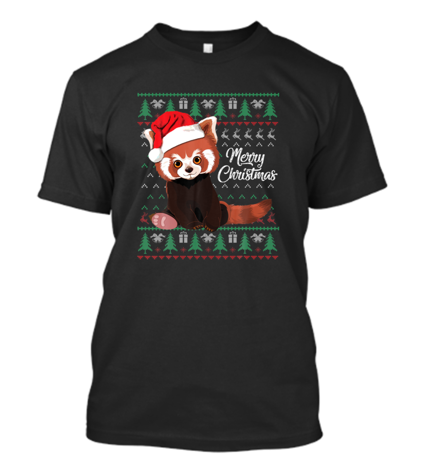 Red Panda Christmas Ugly Sweater Merry 